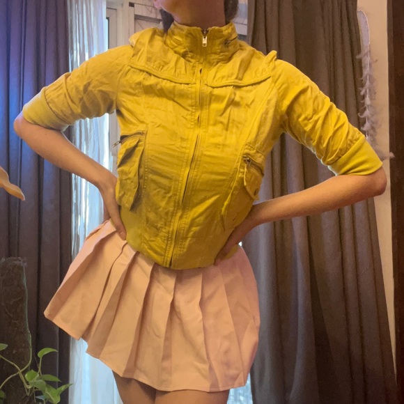 Jackets & Blazers - Green High Neck Jacket with Hoodie